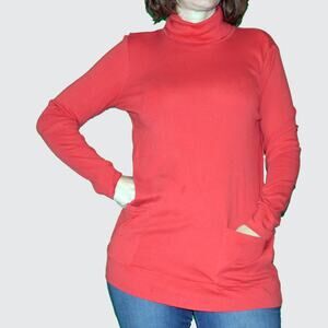 J. Jill S red turtleneck tunic pima cotton long sleeve